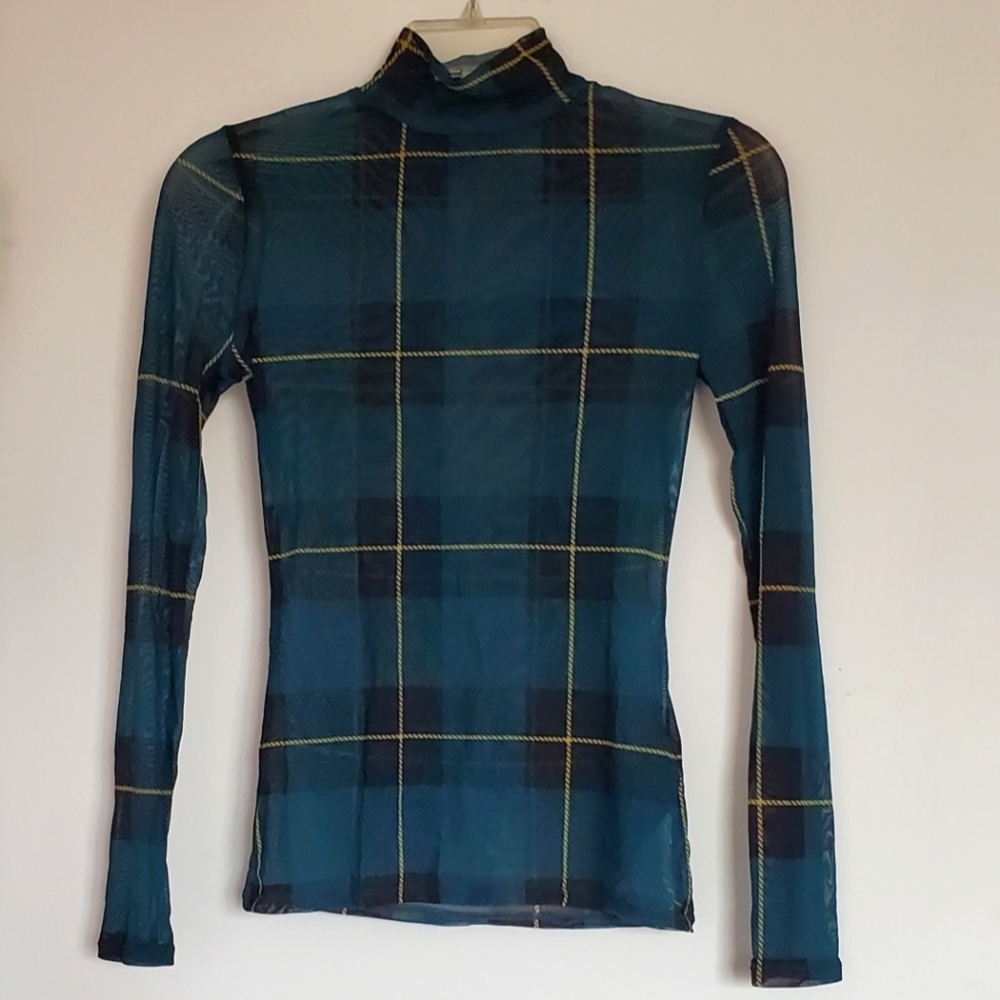 GUESS Mesh Striped Turtleneck